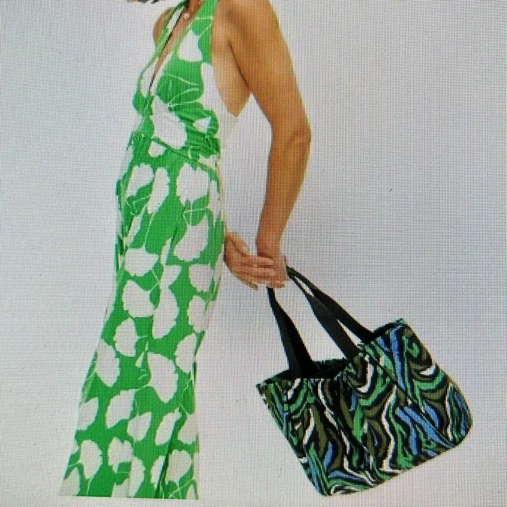 DVFDisco Zebra 🦓 Green Jungle Stripes tote and shoulder bagGetAWAY🏃‍♀️ in St…